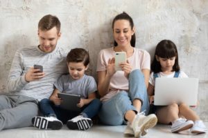 family on mobile devices